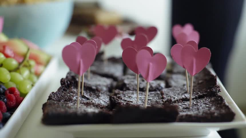 Cake with decorative hearts on top