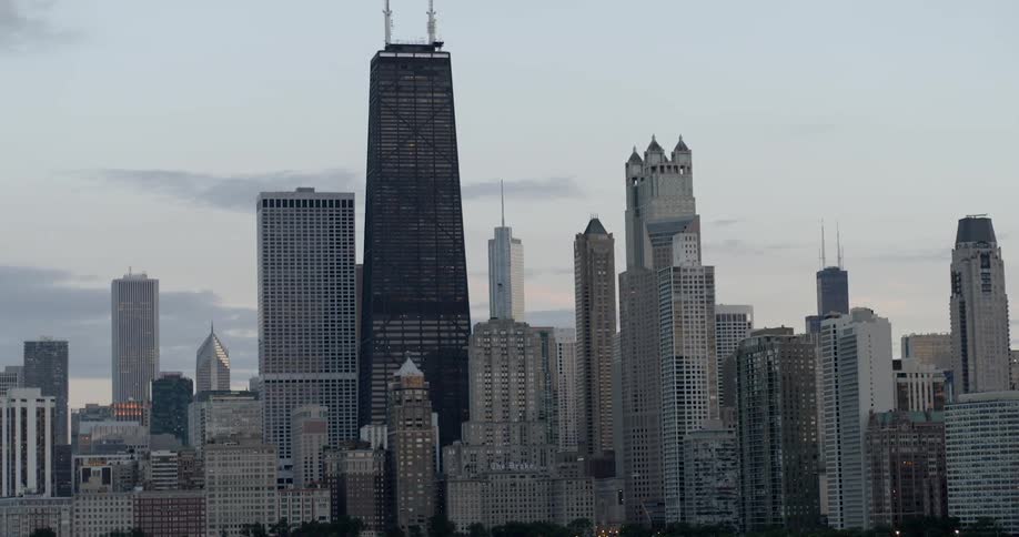Aerial of Willis Tower in Downtown Chicago
