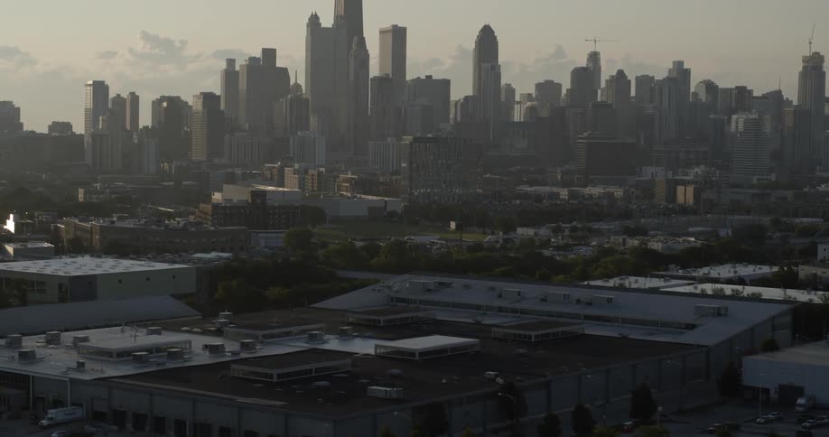Sunrise of Chicago Skyline with foreground