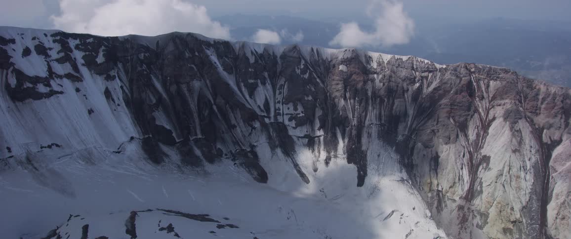 Snow covered mountain ridge