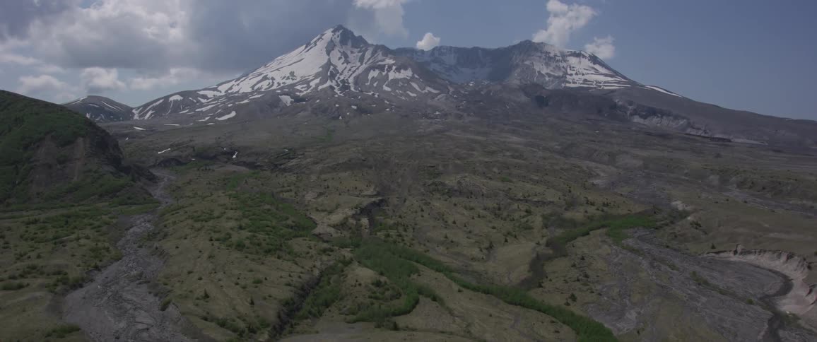 Fields next to mountains