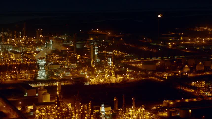 Brightly lit manufacturing and industrial district