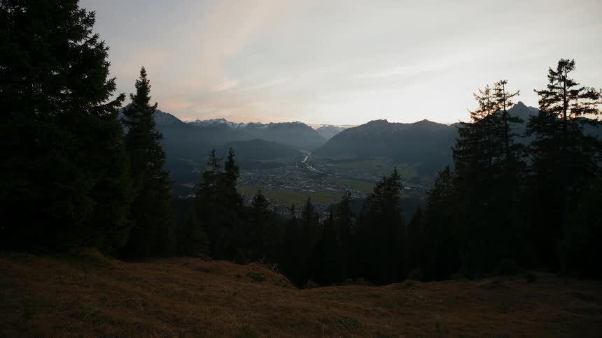 Time lapse of sunset over mountains