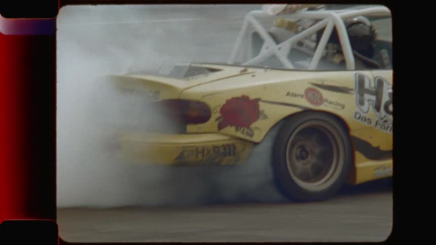 A car drifts around a corner