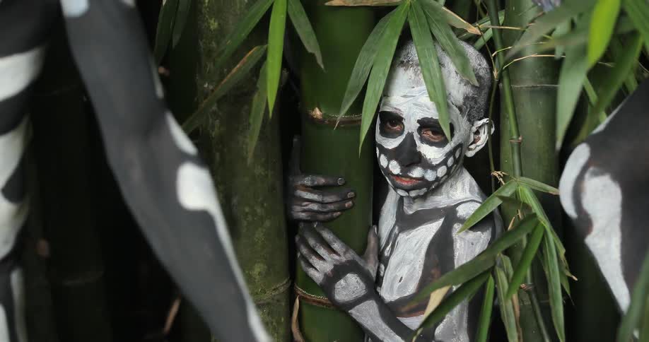 People painted as skeletons