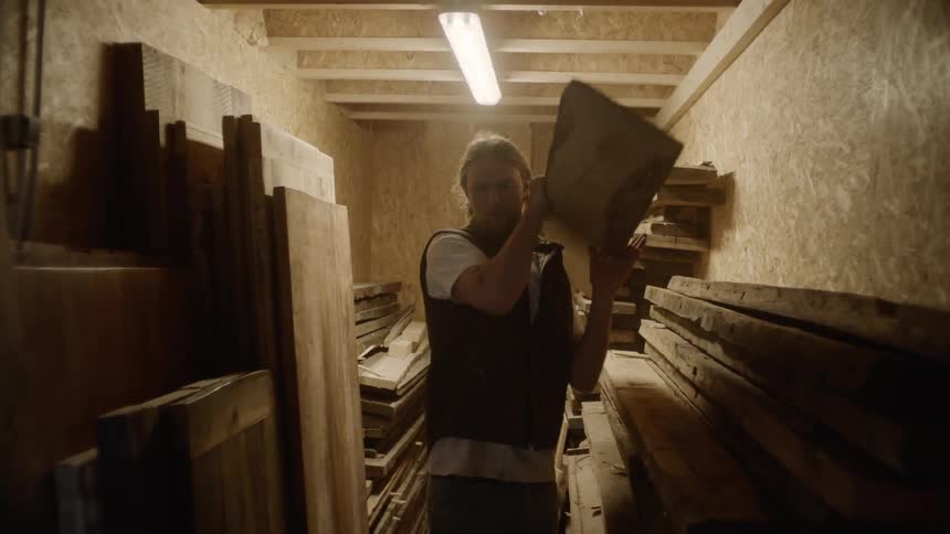 Man selects lumber