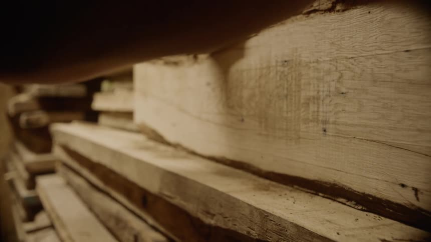 A close up of already cut wood