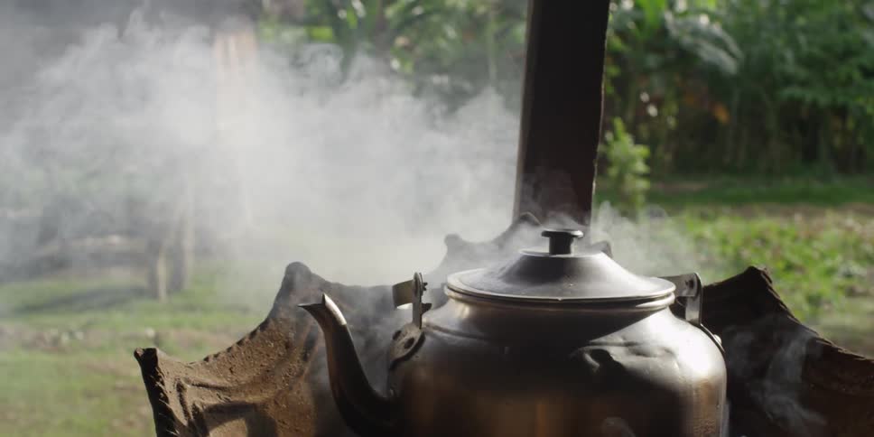 Steam rising from a kettle