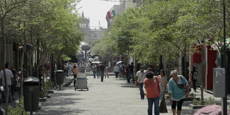 People walking along a street