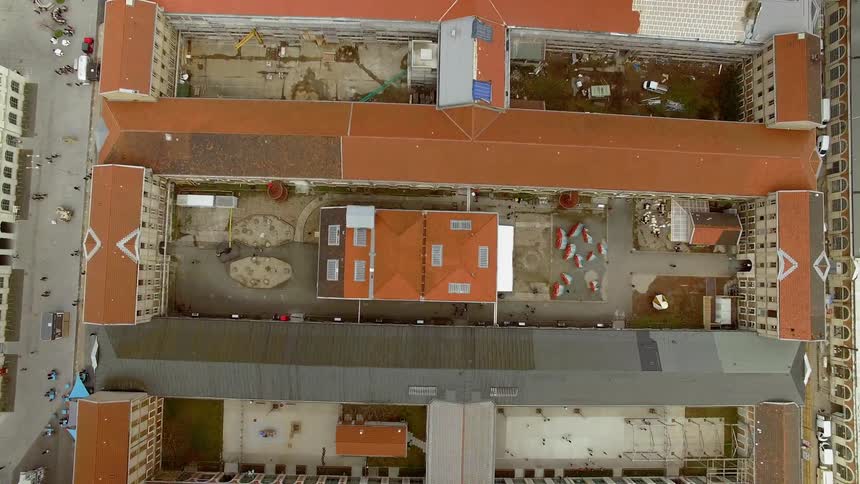 Courtyards formed by buildings