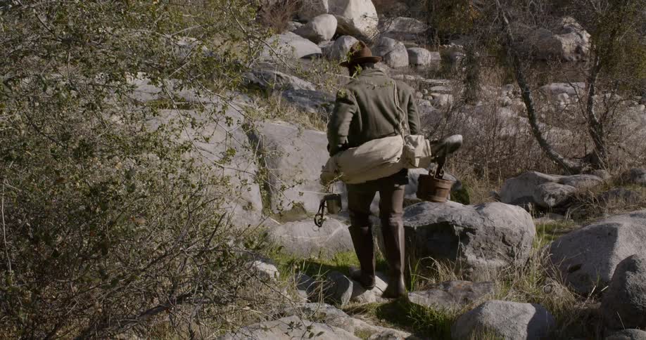 A man walking down a path