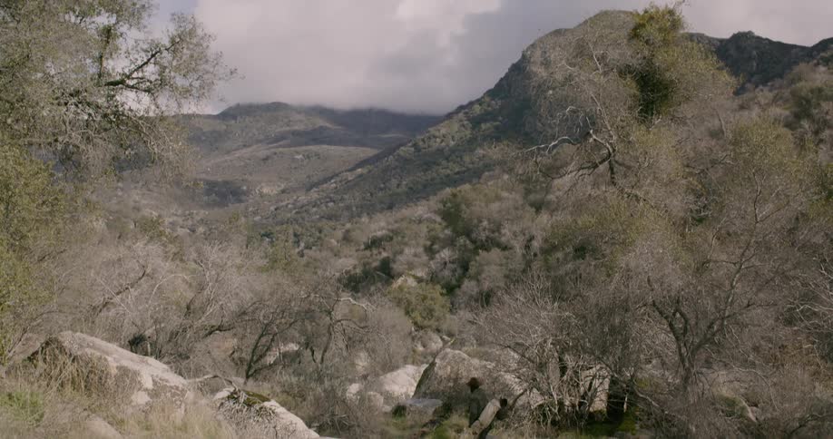 A male hiking outdoors near hills
