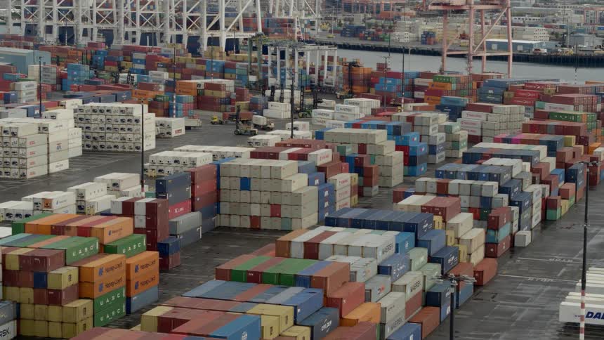 Aerial shot of a shipping facility