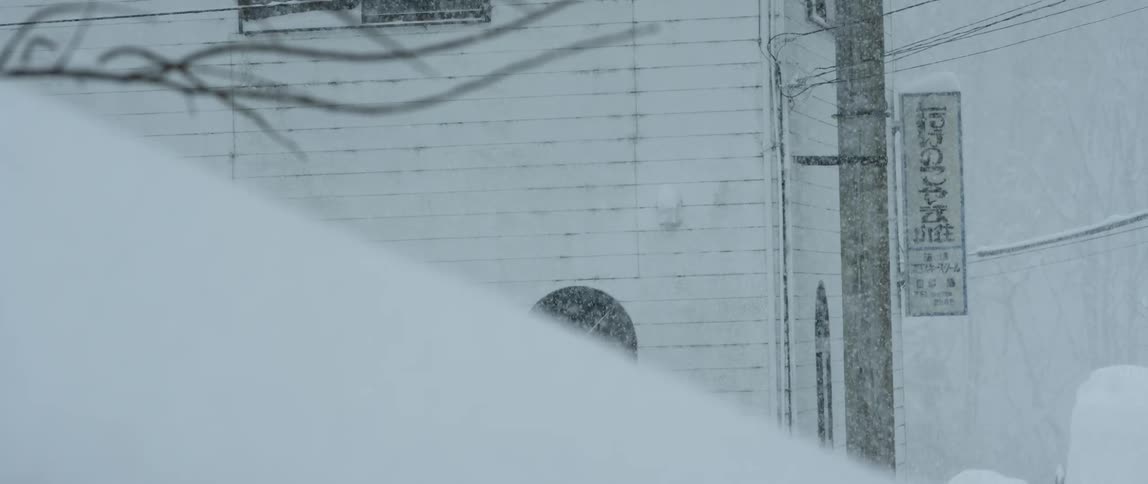 Static shot of snow falling
