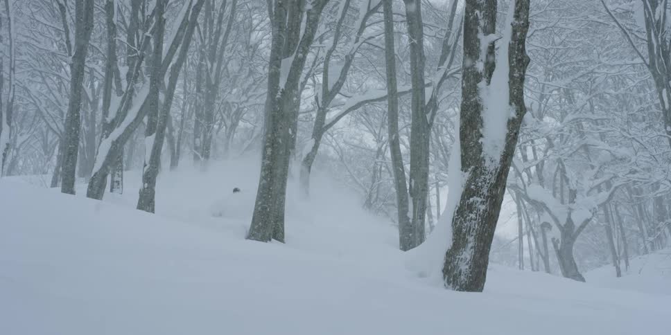 A person skiing down a slope