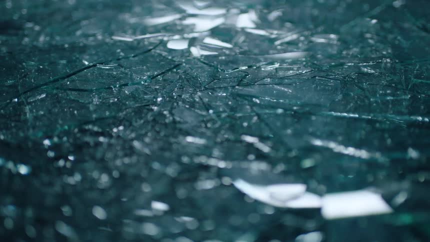 Broken glass covering the ground