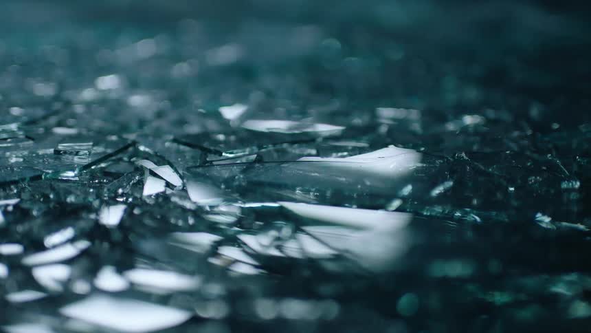 Broken glass lying on the floor