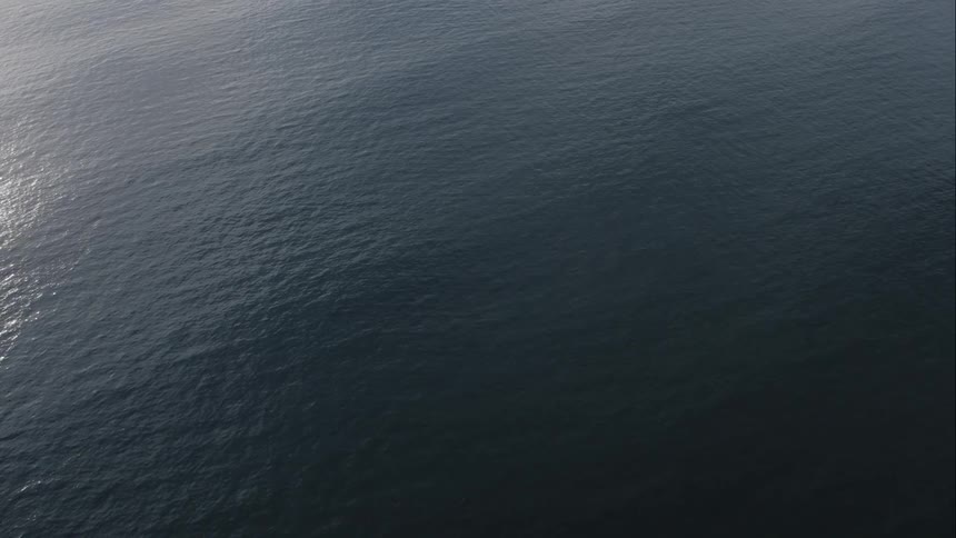 A calm ocean which reflects sunlight