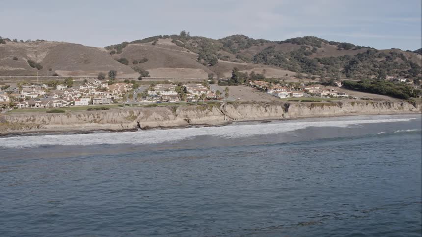 A coastal town on the cliffs above the ocean