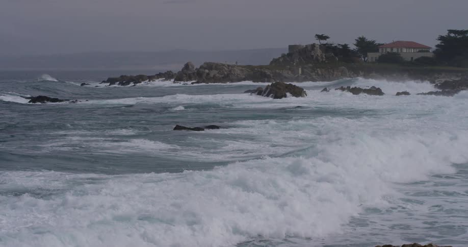 Big waves crashing on the coast