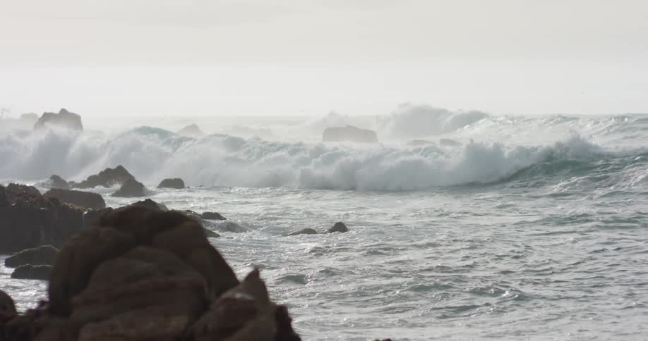 Waves roll in to shore
