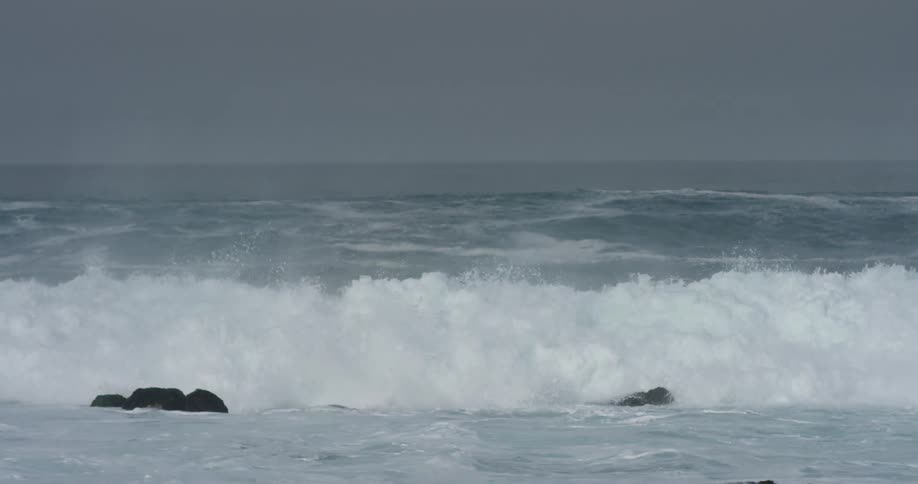 Waves crashing towards the shore