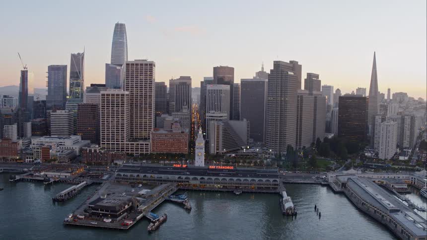 The tall buildings line the shore