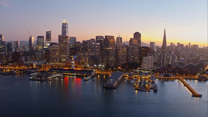 Light shine out from a large city