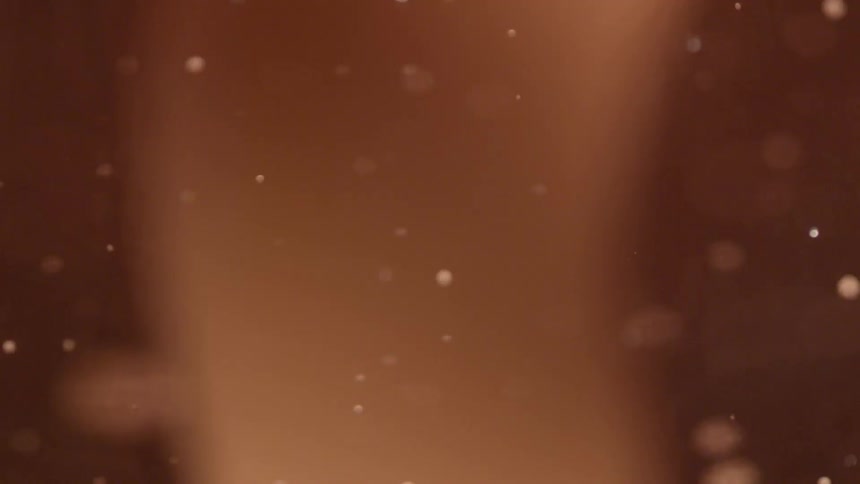 Particles float in a dark liquid