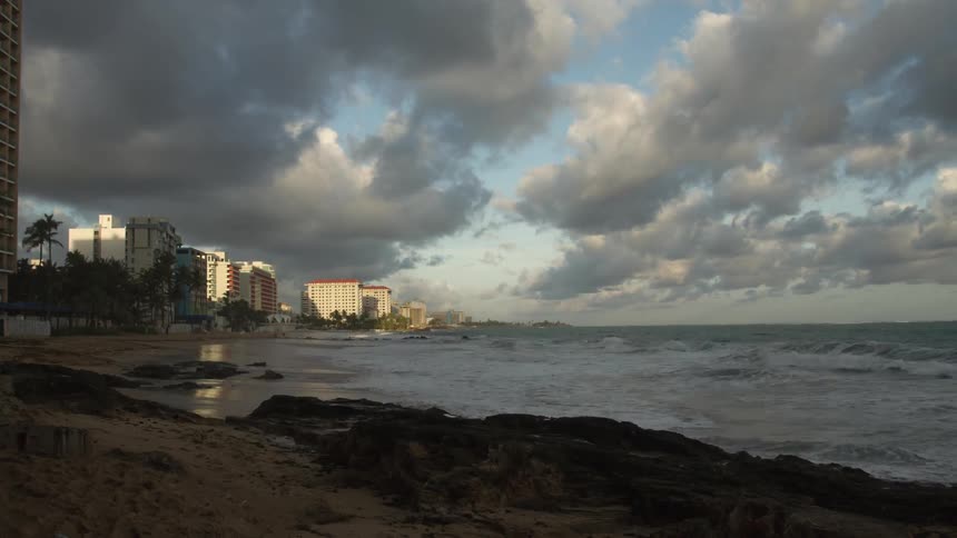 Waves crashing against the beach