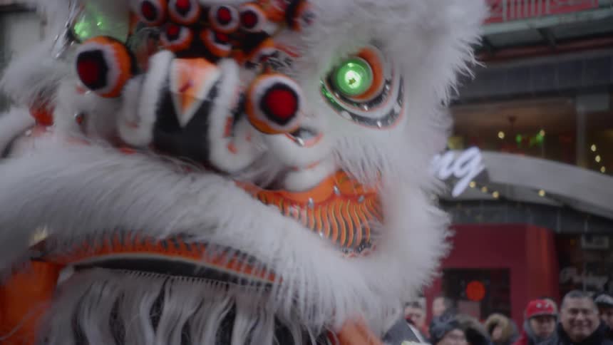 Dragon costume being worn at an outside fair