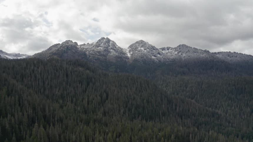 Landscape of range of mountains forest on a cloudy day