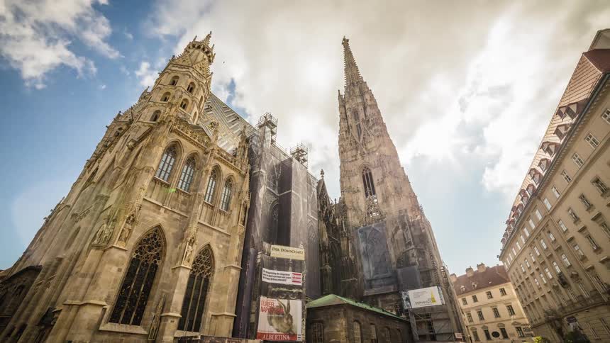 The view of the cathedral in the city center during daylight