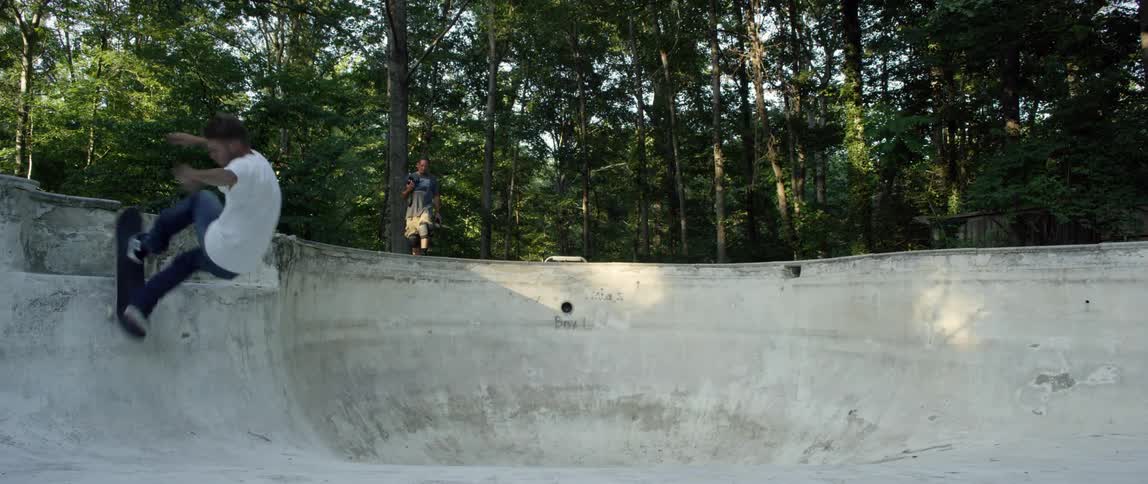 People skating in a pool