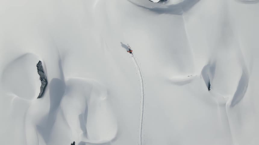 A man is skiing on a mountain