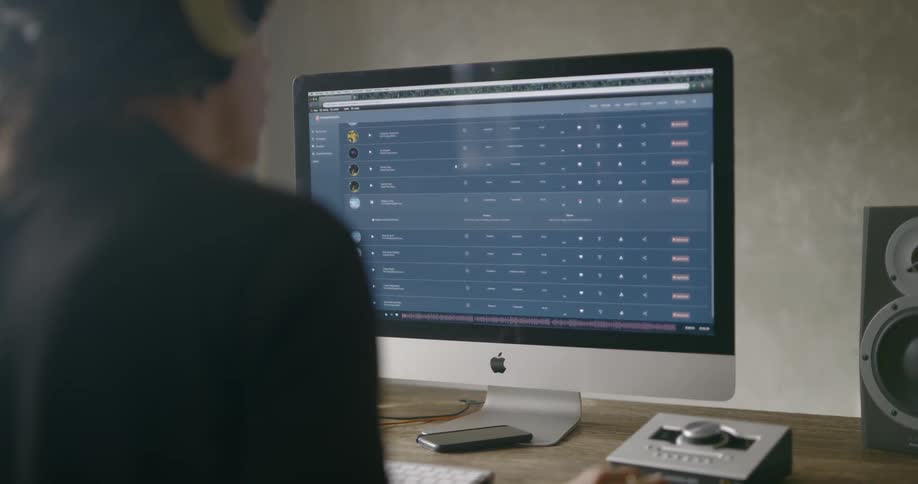 A man works on a computer