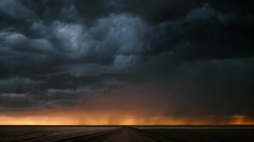 A storm with lightning in the distance