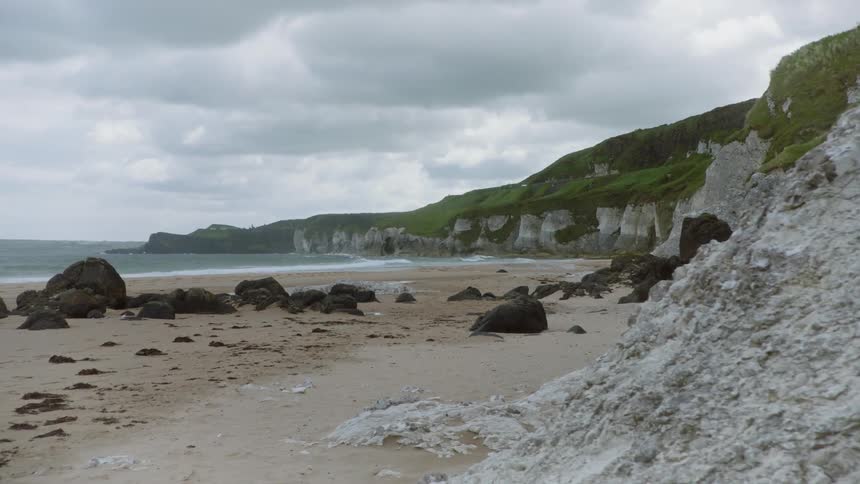 Rocks sporadically placed on the beach