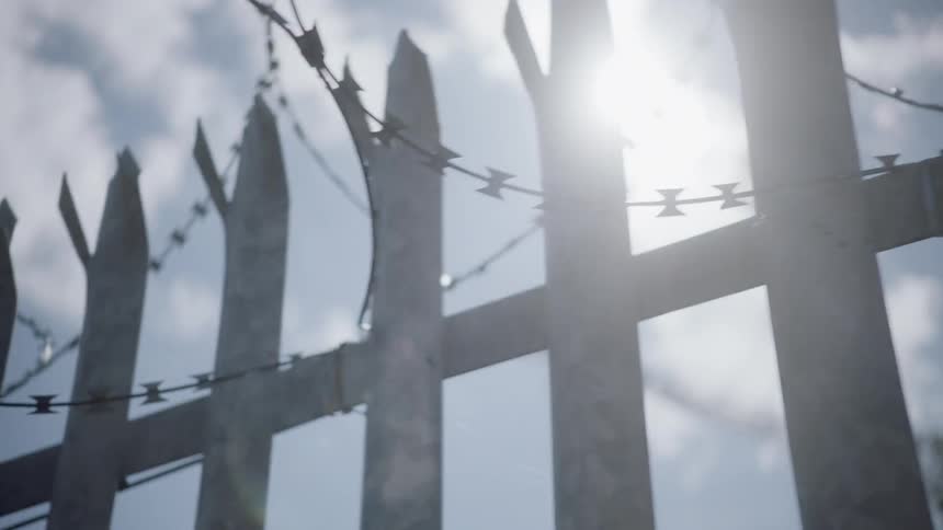 A close up of a perimeter fence