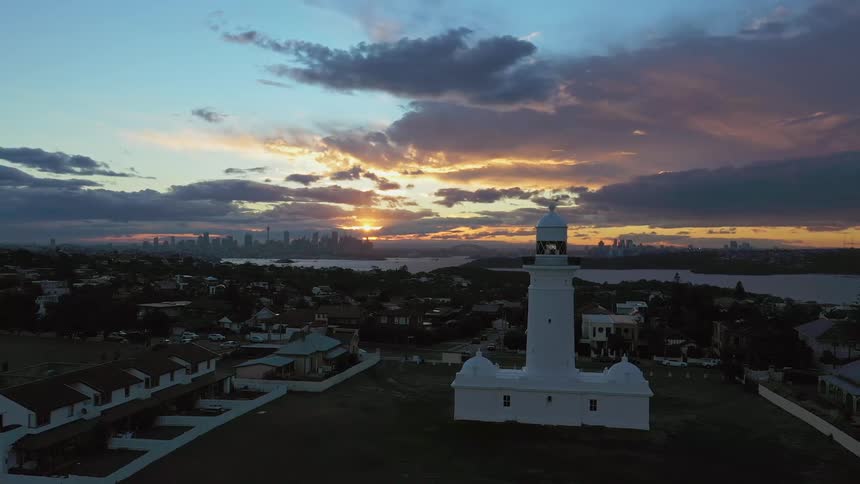 The sun is setting in the horizon
