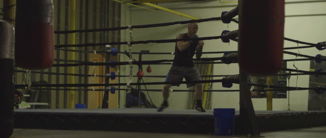 Boxer trains in the boxing gym