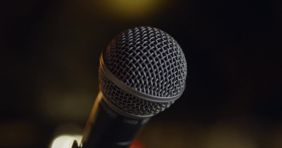 A microphone is in a room indoors