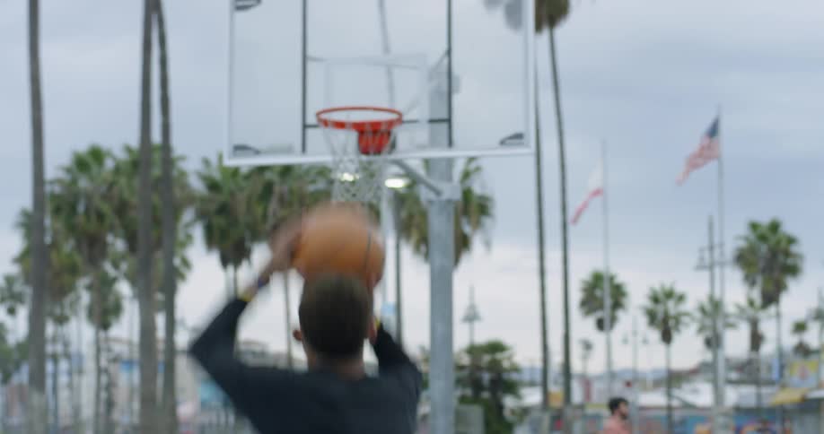 A man shooting a basket
