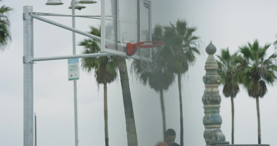 A man shooting a basket