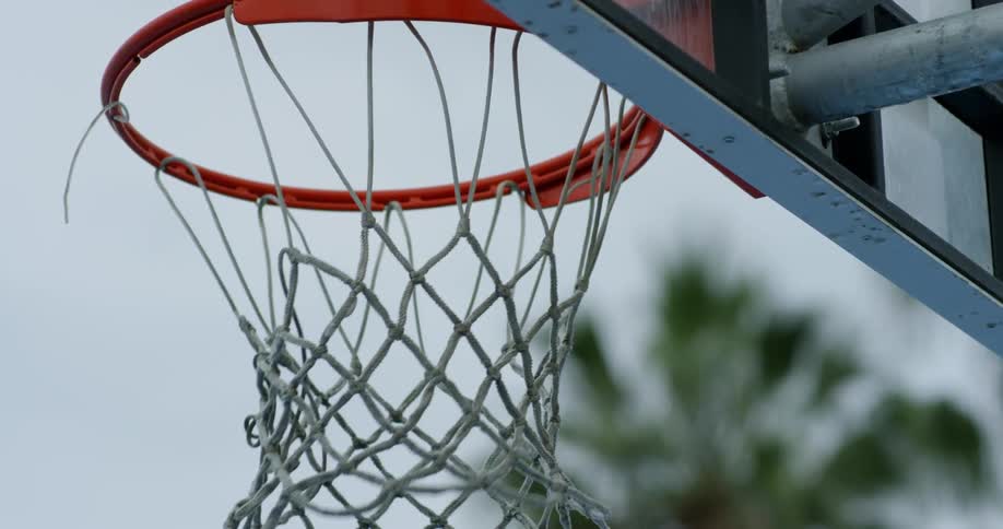 Basketball going through hoop
