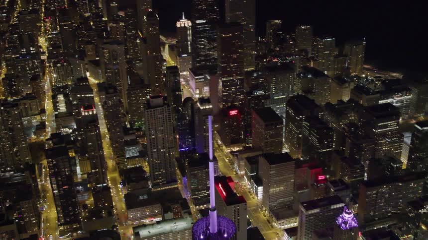 City lit up at night