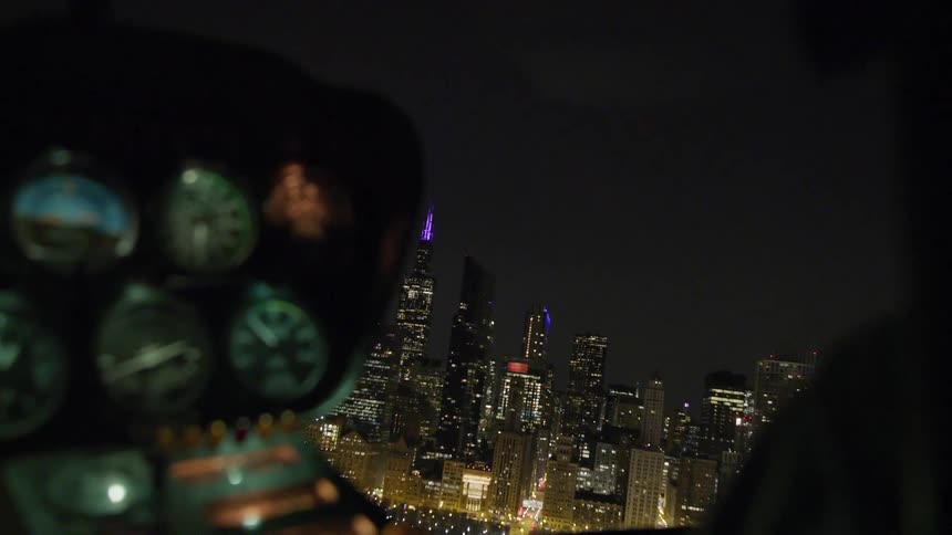 View of a city at night from an aircraft