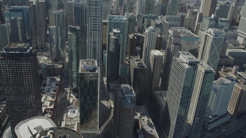 Aerial view of a downtown area