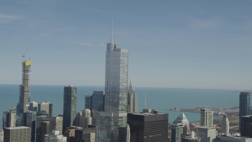 Skyline of a big city with a harbor in the back