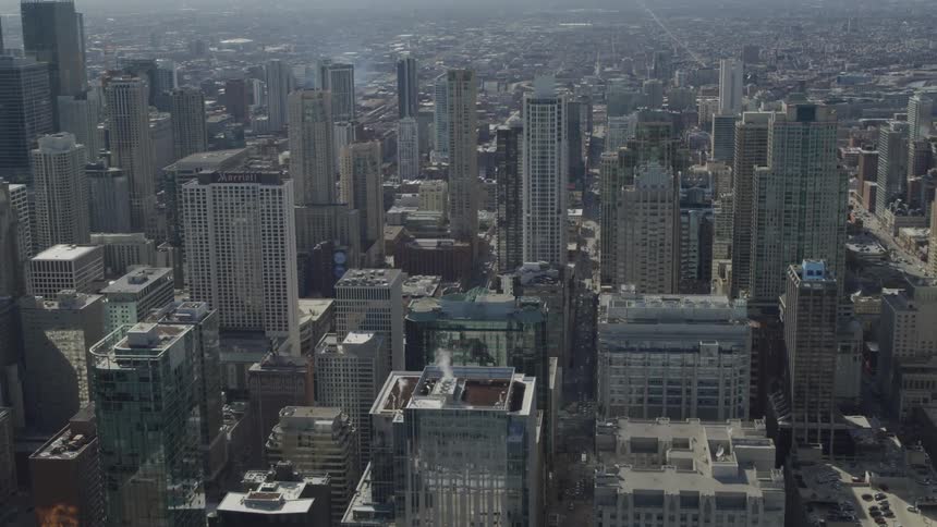 Skyscrapers in hazy downtown